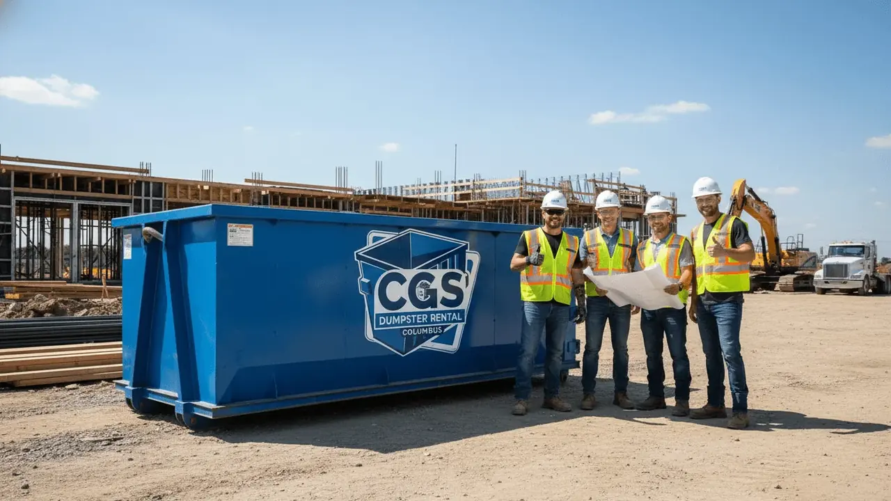 The CGS Dumpster Rental Columbus crew on a South Columbus jobsite The CGS Dumpster Rental Columbus crew on a South Columbus jobsite